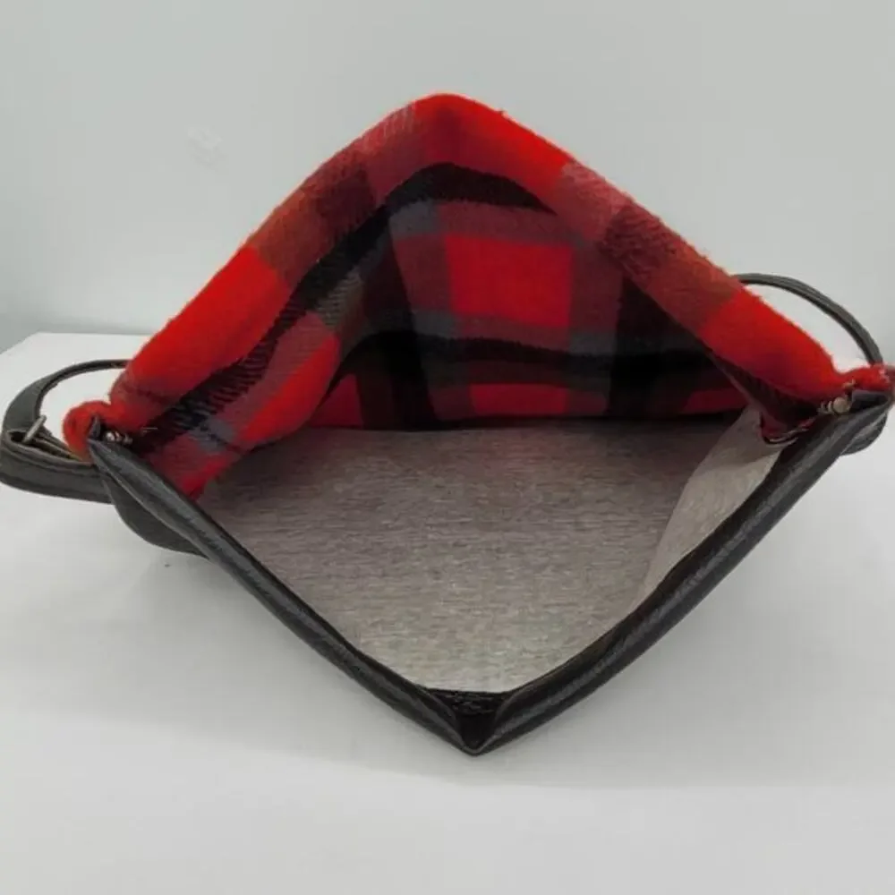Vintage Plaid Tassel Fringe Wool Adjustable Cross Body Blanket Bag Handbag Purse